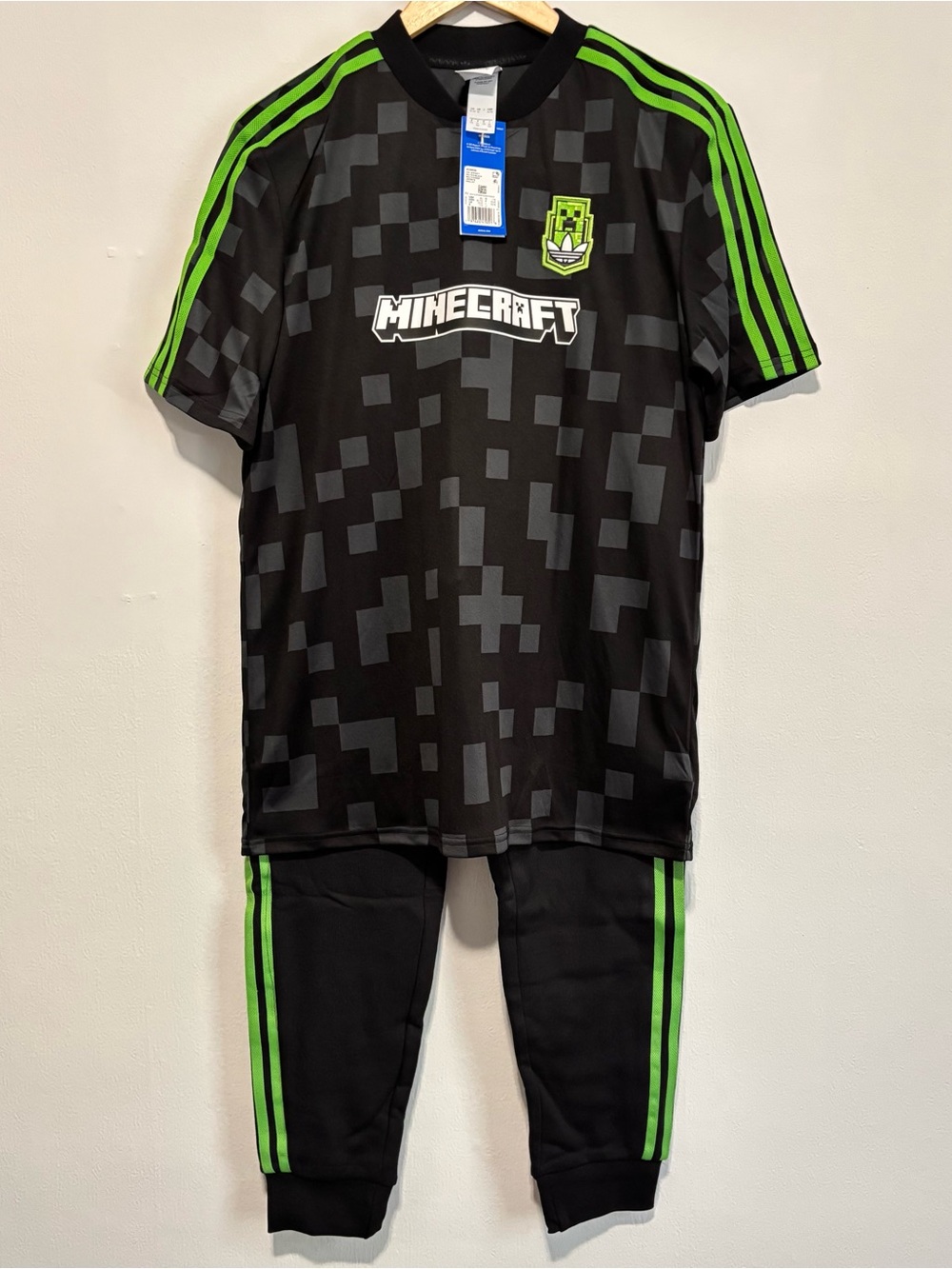 Adidas X Minecraft Black & Neon Green Graphic Tee - Picture 2 of 7